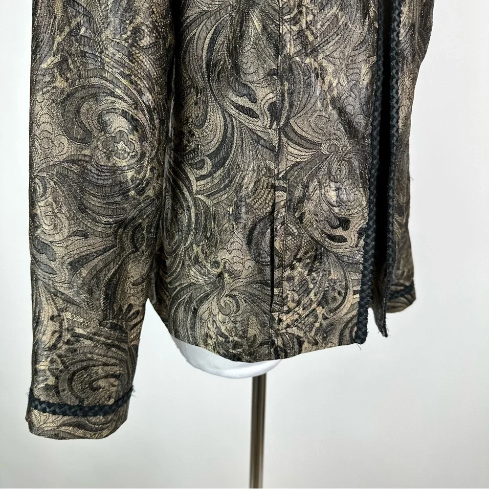 Chico’s Brocade Braided Trim Jacket Size Small